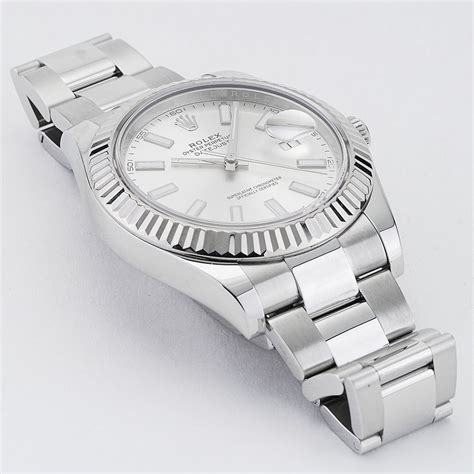 rolex datejust ii steel white gold watch silver diamond dial|2021 rolex datejust 41 mm.